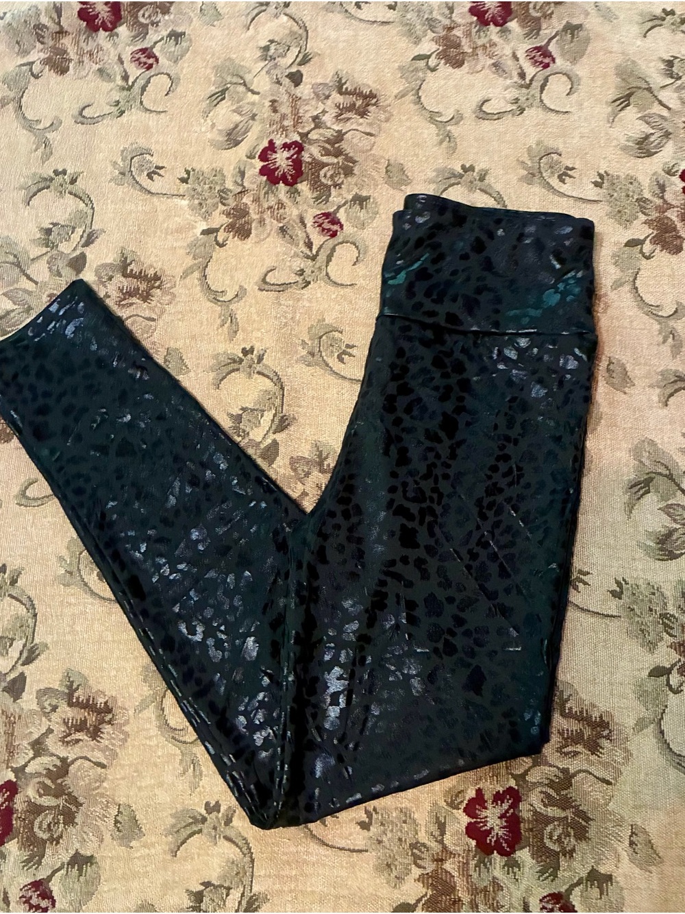Black Shimmer Leopard Print Leggings